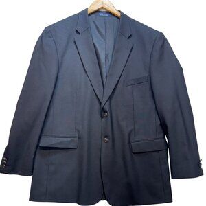 Stafford Men's Wool 2 Button Blazer Jacket Classic Fit Long Sleeve Size 46 Black